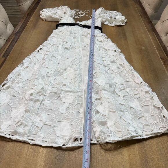 For Love & Lemons Marlene Lace Midi Dress XS White‎ Heart Embroidered Belt - Picture 7 of 14
